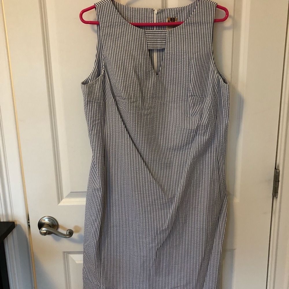 Anne Klein seersucker dress size 10 with pockets!